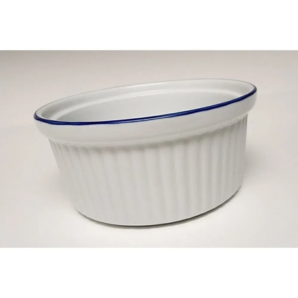 BIA Blanc De Table/Corningware Vintage Casserole Dish W/ Cobalt Blue Trim 9PCS